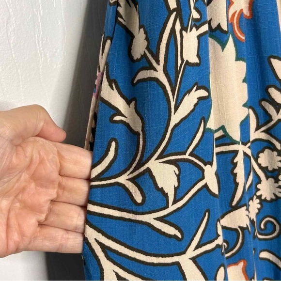 Knox Rose Floral Midi Dress Blue Tan Tiered Ruffle Short Sleeve XS - Picture 7 of 10